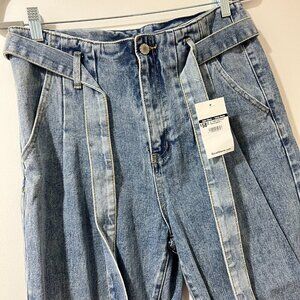 🏷 *NWT* Wish List High Waist Belted Denim Pants - Size L